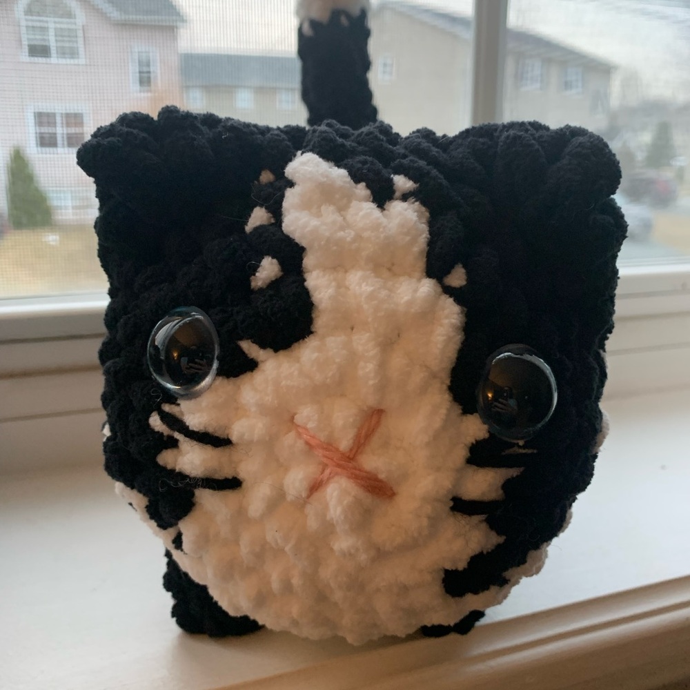 Plush Black and White Loaf Cat